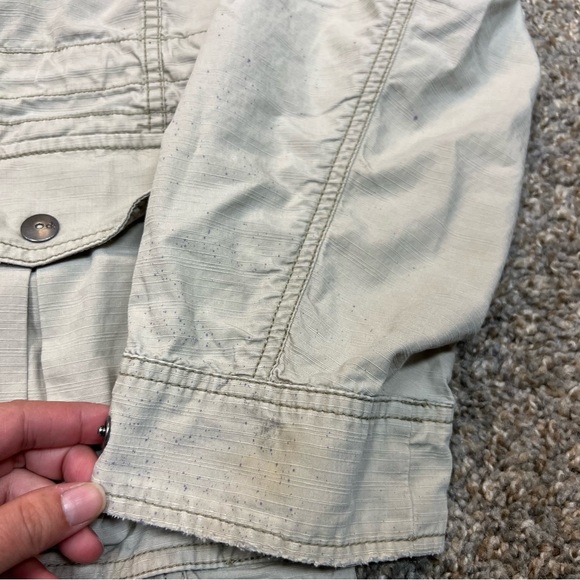 Calvin Klein Jeans beige utility jacket womens size L button zip up - Picture 2 of 16